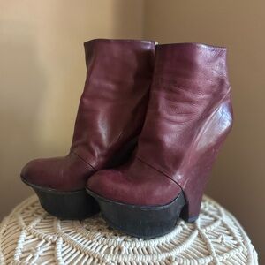Leather Baldan Platform Ankle Bootie - Purple